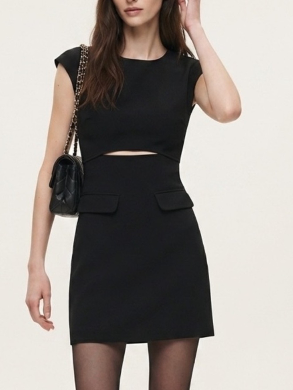 Zara Black Cap-Sleeve Mini Dress